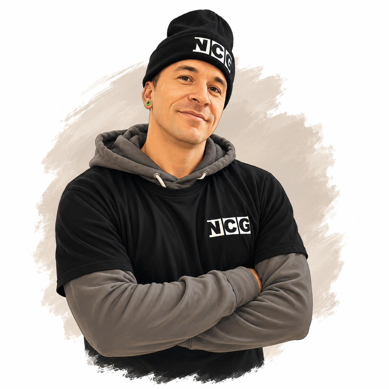 Illustration af Emil, gulvsliber hos NC Gulve med 25 års erfaring